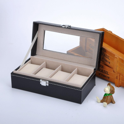 4 Slot Pu Leather Watch Box Display Case