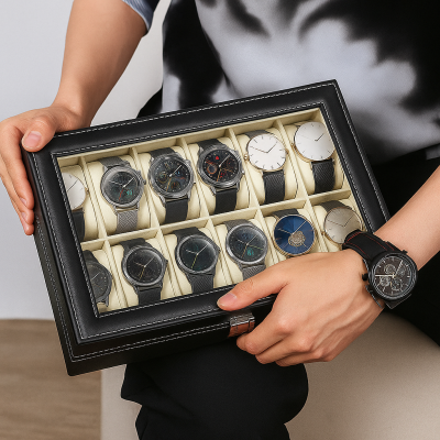 12 Slot Watch Organizer Case for Men & Women