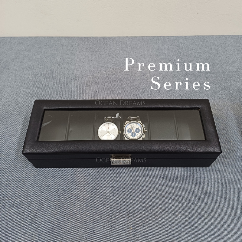 Premium Quality Full Black PU Leather Watch Box – 6 Slot Luxury Organizer with Key Lock