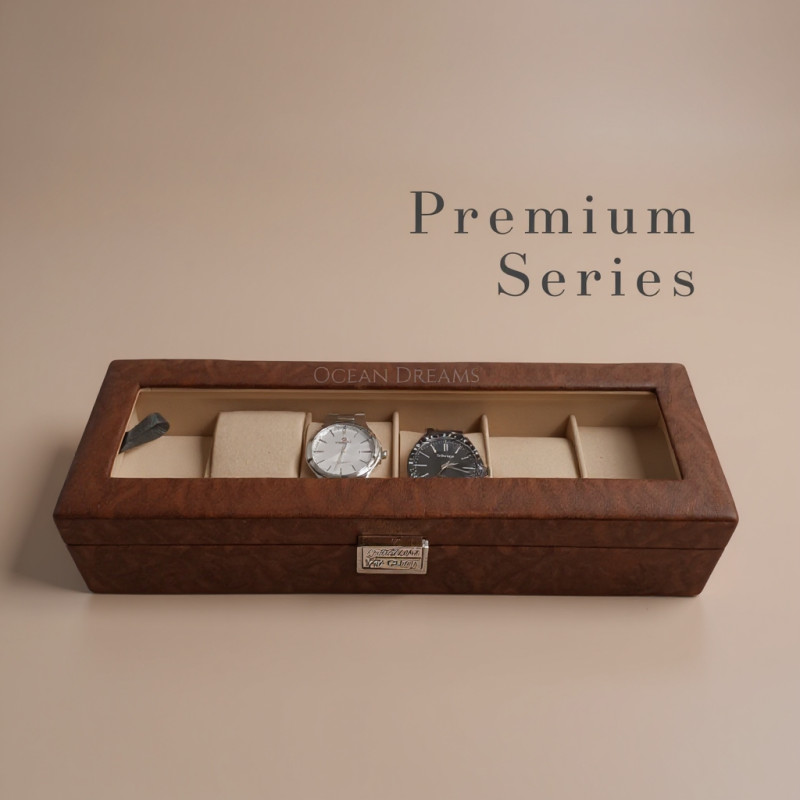 Premium Quality Brown PU Leather Watch Box – 6 Slot Luxury Organizer with Key Lock