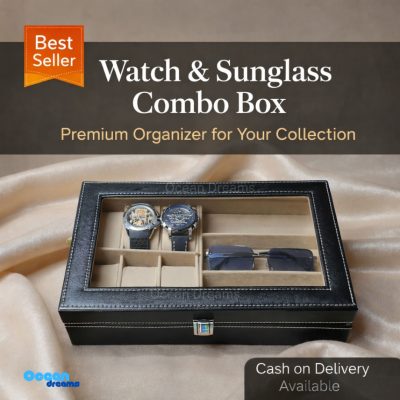 6 Grids Watch and 3 sunglasses Box PU Leather Watch Case Holder Organizer Storage Box for Quartz Watches Display Best Gift